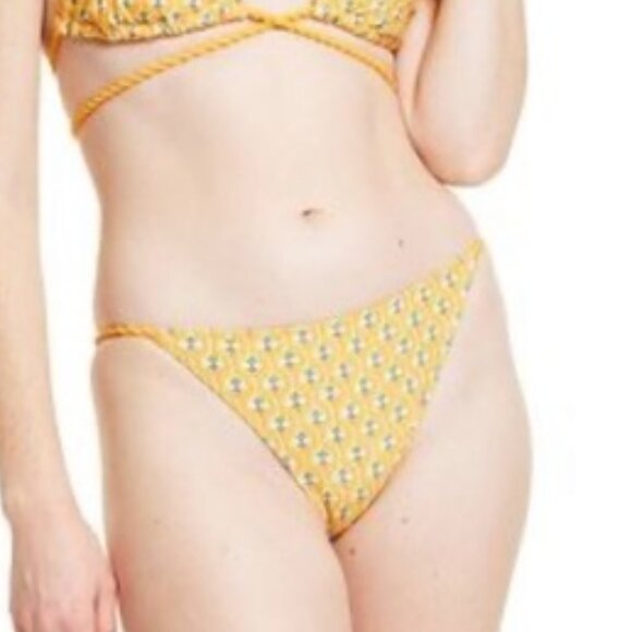 NWT Yellow Patterns String Bikini Bottoms - Picture 2 of 5